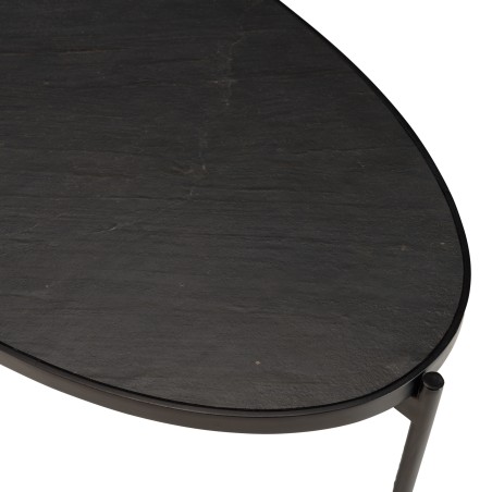 Table basse ovale noire BASILE 131x65cm