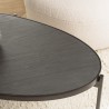 BASILE Oval Coffee Table 131x65cm Black Stone Effect with Metal Legs