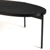 BASILE Oval Coffee Table 131x65cm Black Stone Effect with Metal Legs