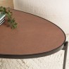 BASILE Oval Coffee Table 131x65cm Rust Color with Stone Effect