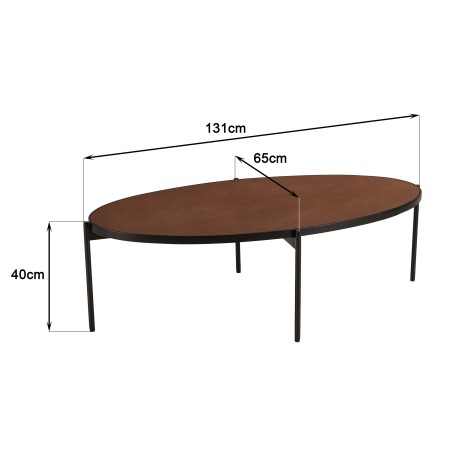 Table basse ovale BASILE 131x65cm couleur rouille