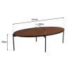Table basse ovale BASILE 131x65cm couleur rouille