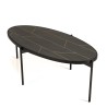 BASILE Oval Coffee Table 131x65cm - Stone Effect & Gold Motifs