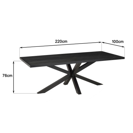 Table à manger BASILE 220x100cm plateau noir effet pierre