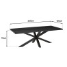 Table à manger BASILE 220x100cm plateau noir effet pierre