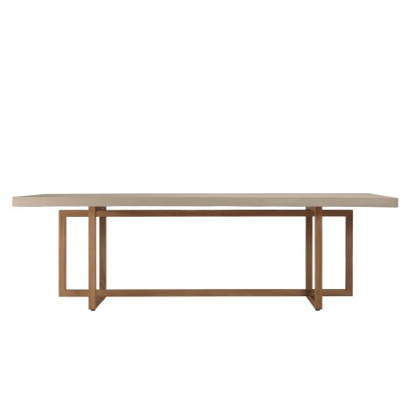 Table à manger DAK - Béton beige et teck - 243x100cm