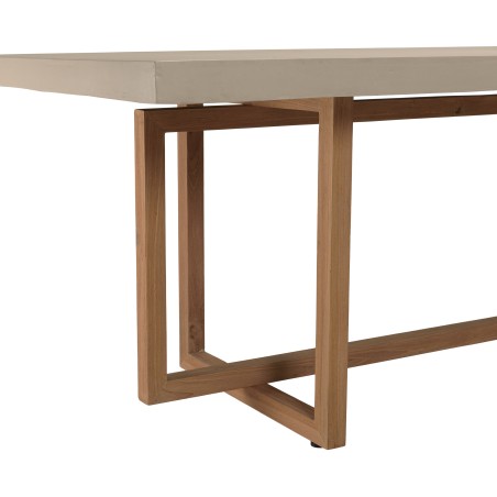 Table à manger WALLY - Béton beige et teck - 243x100cm