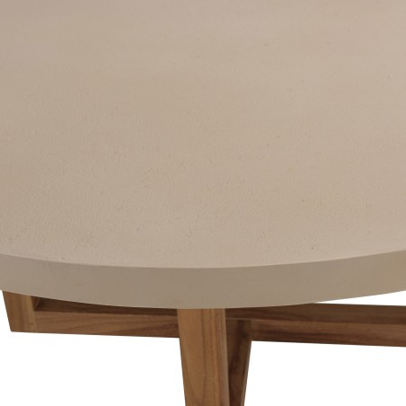 Table à manger ronde WALLY 153x153cm béton beige teck