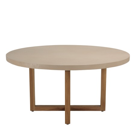 DAK Round Dining Table 153x153cm - Beige Concrete & Teak Legs