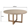 Table à manger ronde WALLY 153x153cm béton beige teck