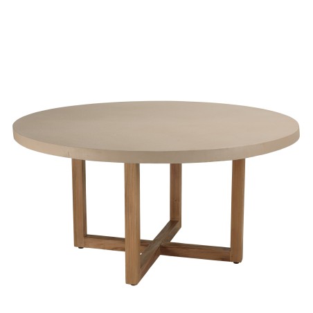 Table à manger ronde WALLY 153x153cm béton beige teck