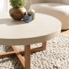 Table basse ronde WALLY en béton beige et teck 92x92cm