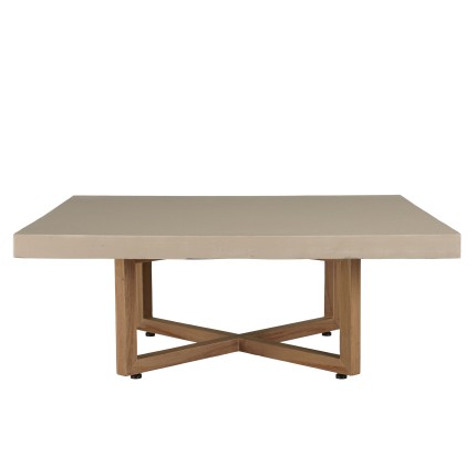 Table basse carrée WALLY en béton beige et teck