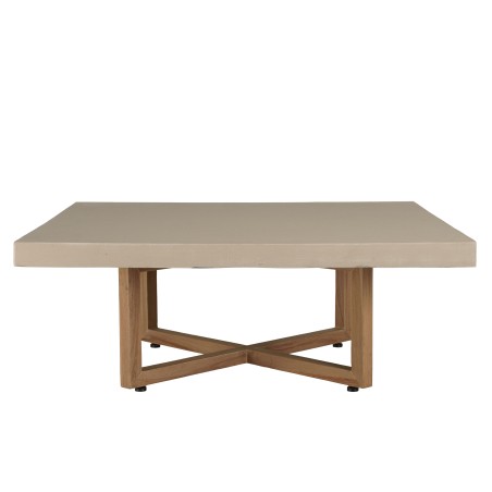 Table basse carrée DAK en béton beige et teck