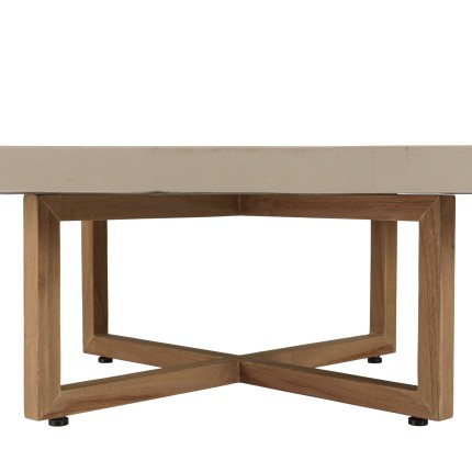 Table basse carrée WALLY en béton beige et teck