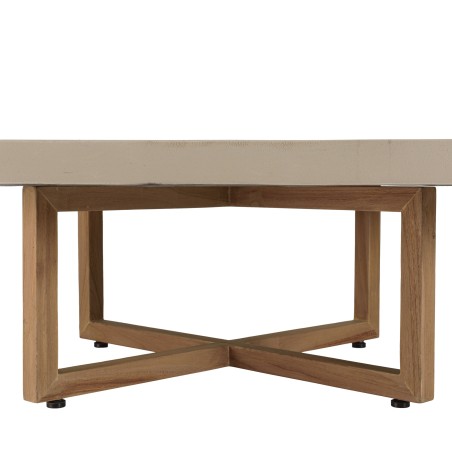 DAK Square Coffee Table 107x107cm - Beige Concrete & Teak Legs
