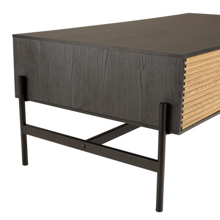Table basse CHARLIE marron et noire 2 tiroirs 1 niche