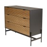 CHARLIE - Brown and Black Chest of Drawers with 3 Drawers
