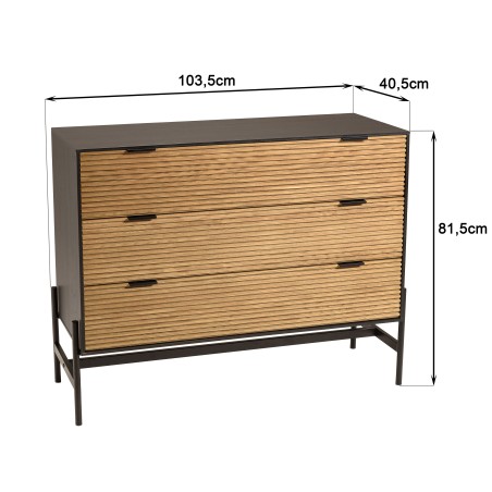 CHARLIE - Brown and Black Chest of Drawers with 3 Drawers