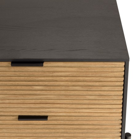 CHARLIE Brown and Black Bedside Table with 2 Drawers