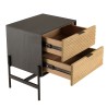 CHARLIE Brown and Black Bedside Table with 2 Drawers