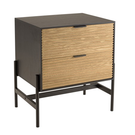 CHARLIE Brown and Black Bedside Table with 2 Drawers
