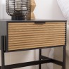 CHARLIE Brown and Black Bedside Table - 1 Drawer & Metal Legs