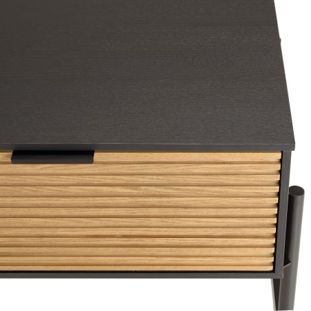 CHARLIE Brown and Black Bedside Table - 1 Drawer & Metal Legs