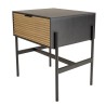 CHARLIE Brown and Black Bedside Table - 1 Drawer & Metal Legs