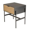 CHARLIE Brown and Black Bedside Table - 1 Drawer & Metal Legs