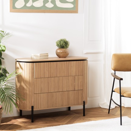 Commode CHARLIE marron 3 tiroirs rétro