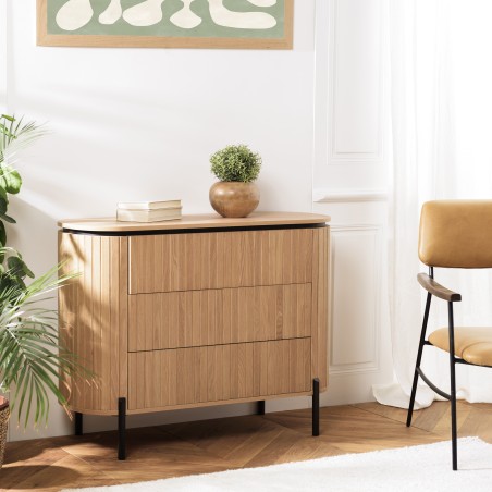 Commode CHARLIE marron 3 tiroirs rétro