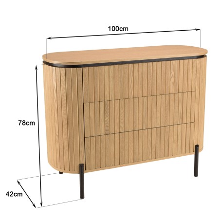 CHARLIE - Retro Brown Chest of Drawers with 3 Drawers