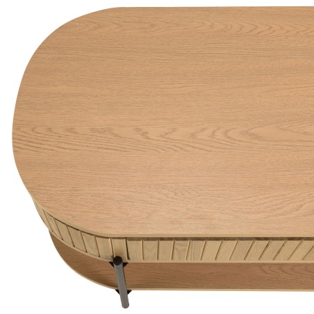 CHARLIE - Brown Coffee Table with 2 Drawers in Retro Style