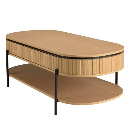 Table basse CHARLIE marron 2 tiroirs rétro