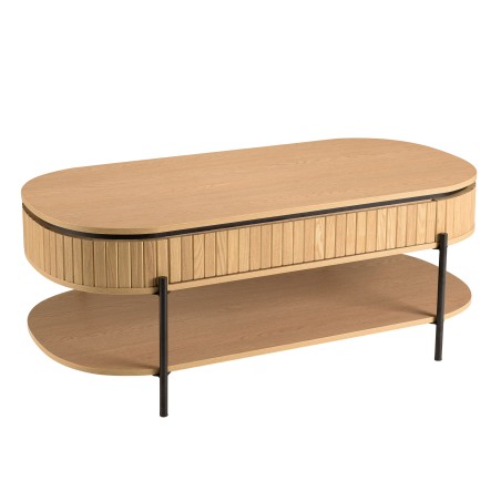 CHARLIE - Brown Coffee Table with 2 Drawers in Retro Style