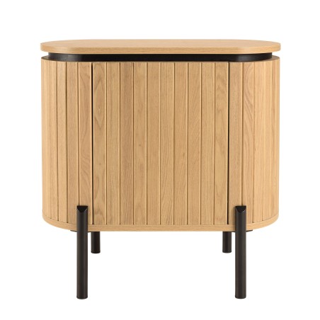CHARLIE - Brown Bedside Table with 1 Door in Retro Style