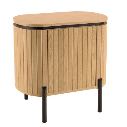 CHARLIE - Brown Bedside Table with 1 Door in Retro Style