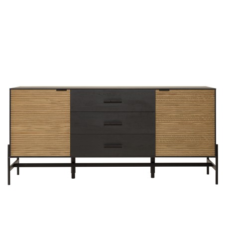 Buffet CHARLIE marron et noir 3 tiroirs 2 portes