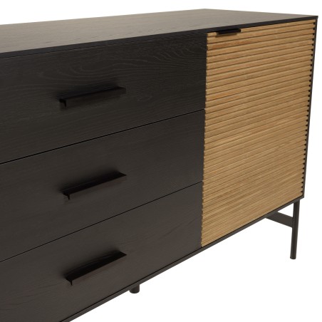 Buffet CHARLIE marron et noir 3 tiroirs 2 portes
