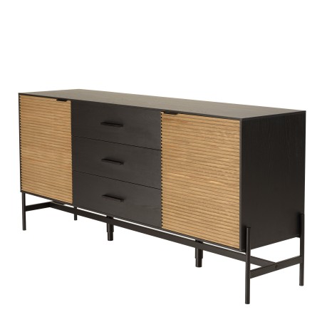 Buffet CHARLIE marron et noir 3 tiroirs 2 portes