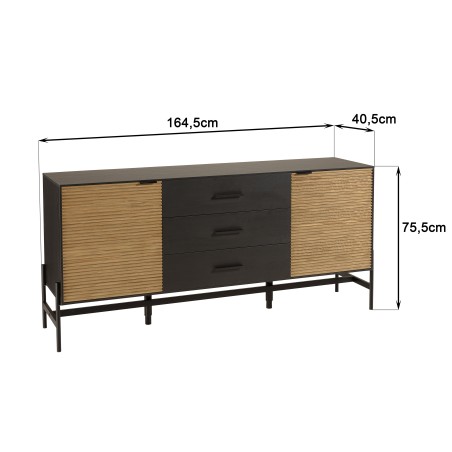 Buffet CHARLIE marron et noir 3 tiroirs 2 portes