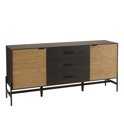 Buffet CHARLIE marron et noir 3 tiroirs 2 portes