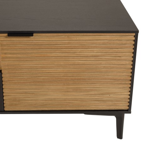 CHARLIE Brown and Black TV Stand with 2 Doors, 1 Drawer and 1 Compartment