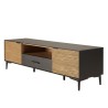 CHARLIE Brown and Black TV Stand with 2 Doors, 1 Drawer and 1 Compartment