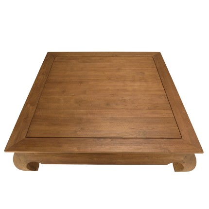 Table opium SIXTINE en bois de teck recyclé 120x120cm
