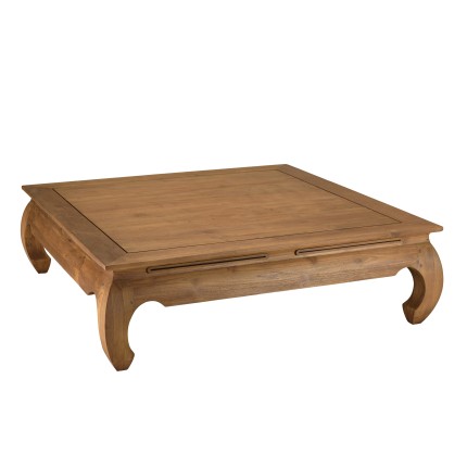 Table opium SIXTINE en bois de teck recyclé 120x120cm