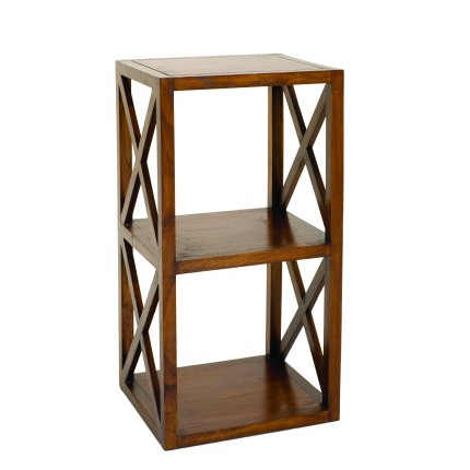 LAUREN Brown Shelf Unit with Wooden Latticework - 40 cm