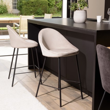 Lot de 2 tabourets d'îlot velours chamois TOM