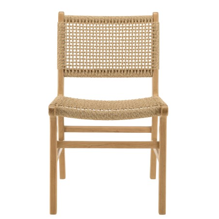 VALERIA Set of 2 Teak Garden Chairs - Beige Rattan